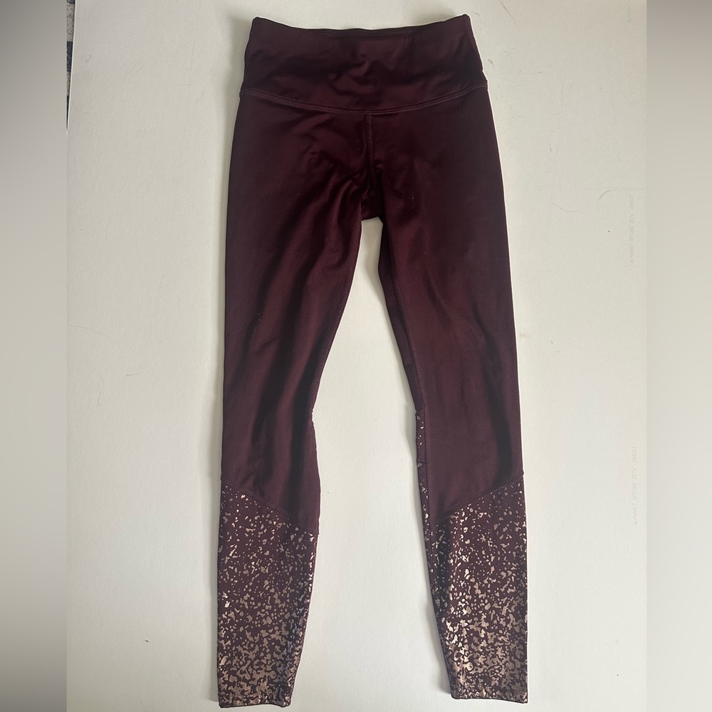 Maroon and Gold Apana Speckled Leggings